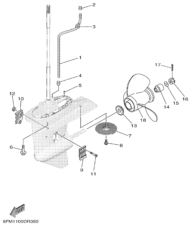 Yamaha F25G LOWER CASING & DRIVE 2 parts diagram
